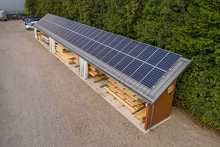 cantilever racking with roof and solar panels