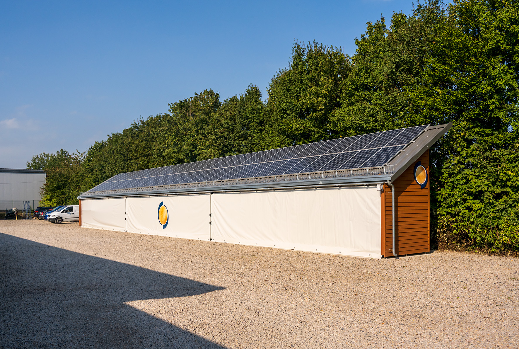 cantilever racking with roof and solar panels